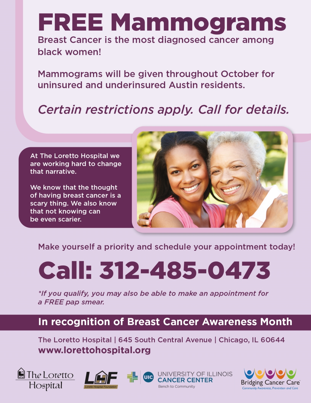 Free Mammograms in October. Call 833-THL-LOVE